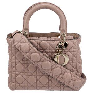 CHRISTIAN DIOR Grained Calfskin Medium Supple Lady Dior